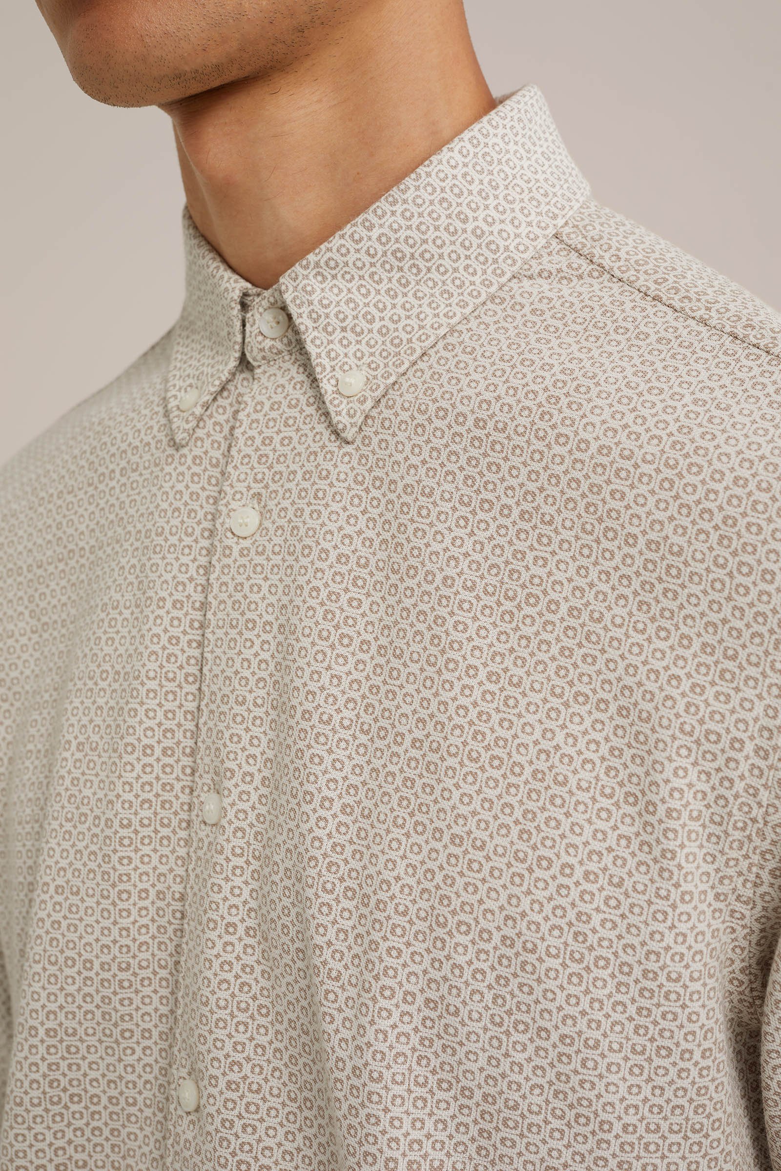 piqué-jersey overhemd met dessin WE Fashion Beige
