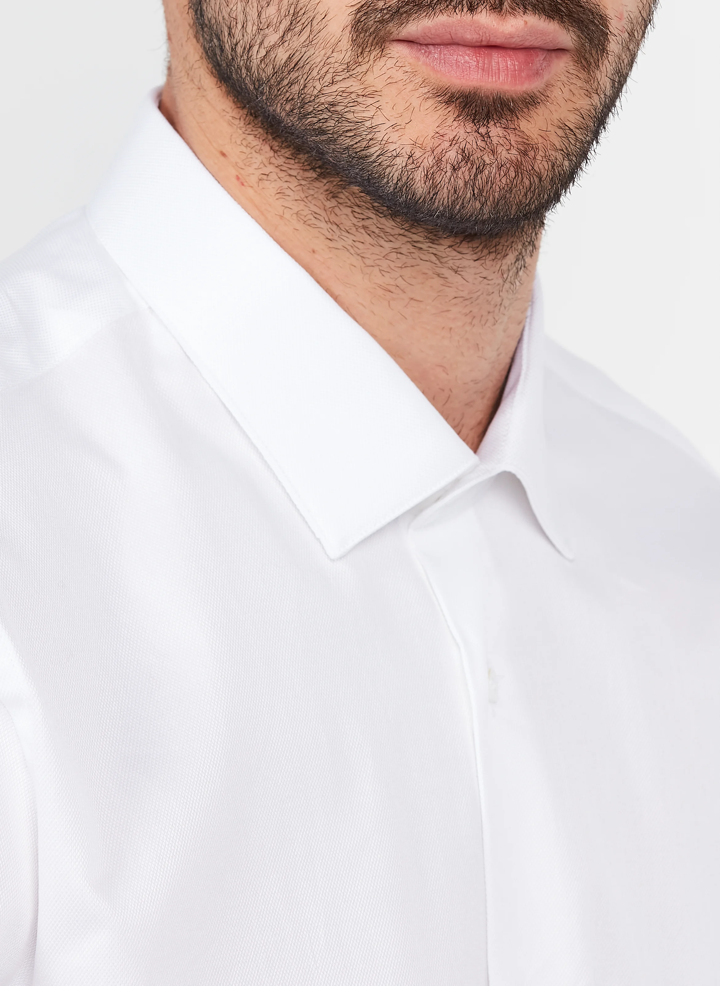 Chemise col classique slim-fit en coton| Blanc