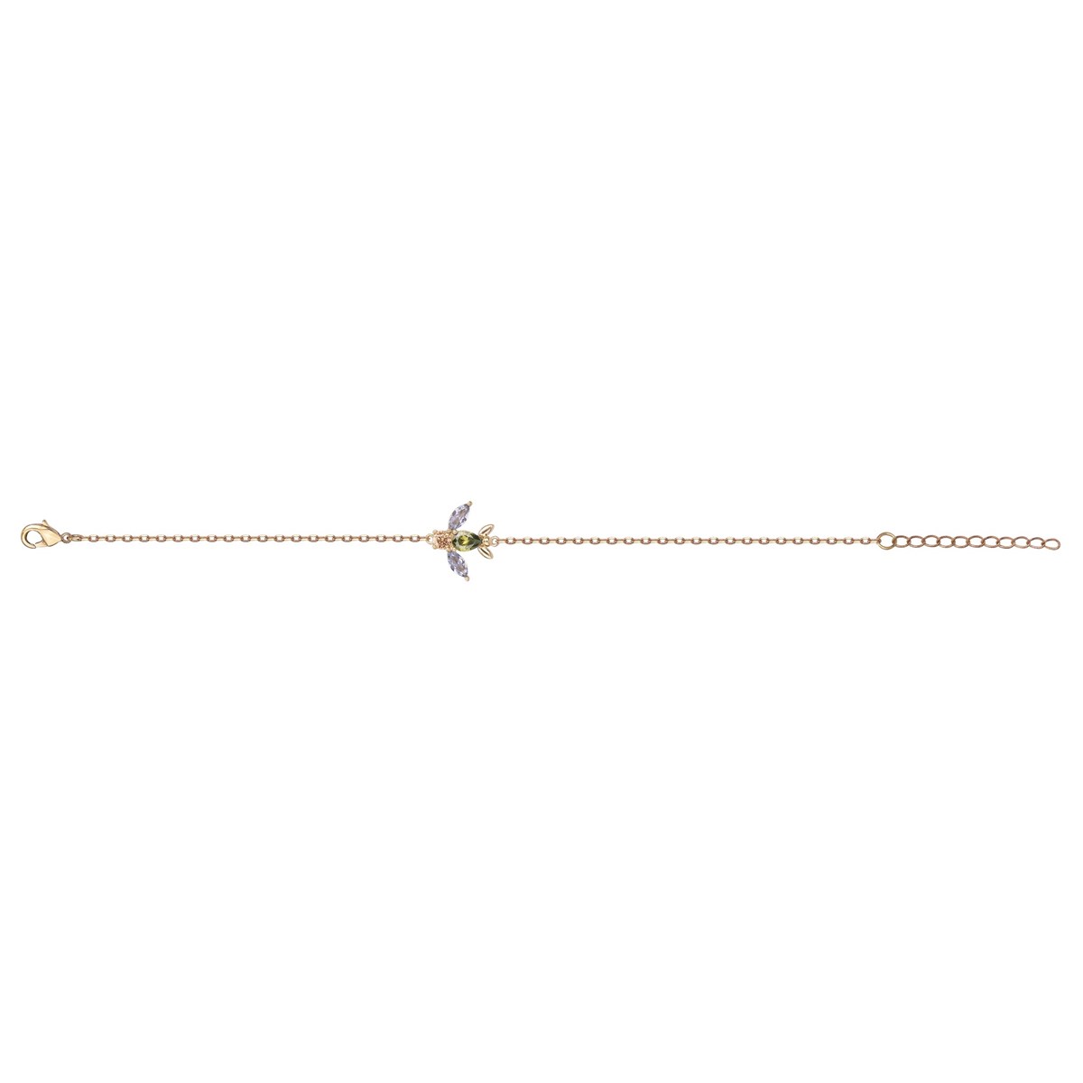 Bracelet souple mono-motif en Plaqué Or avec oxyde de zirconium multicolore