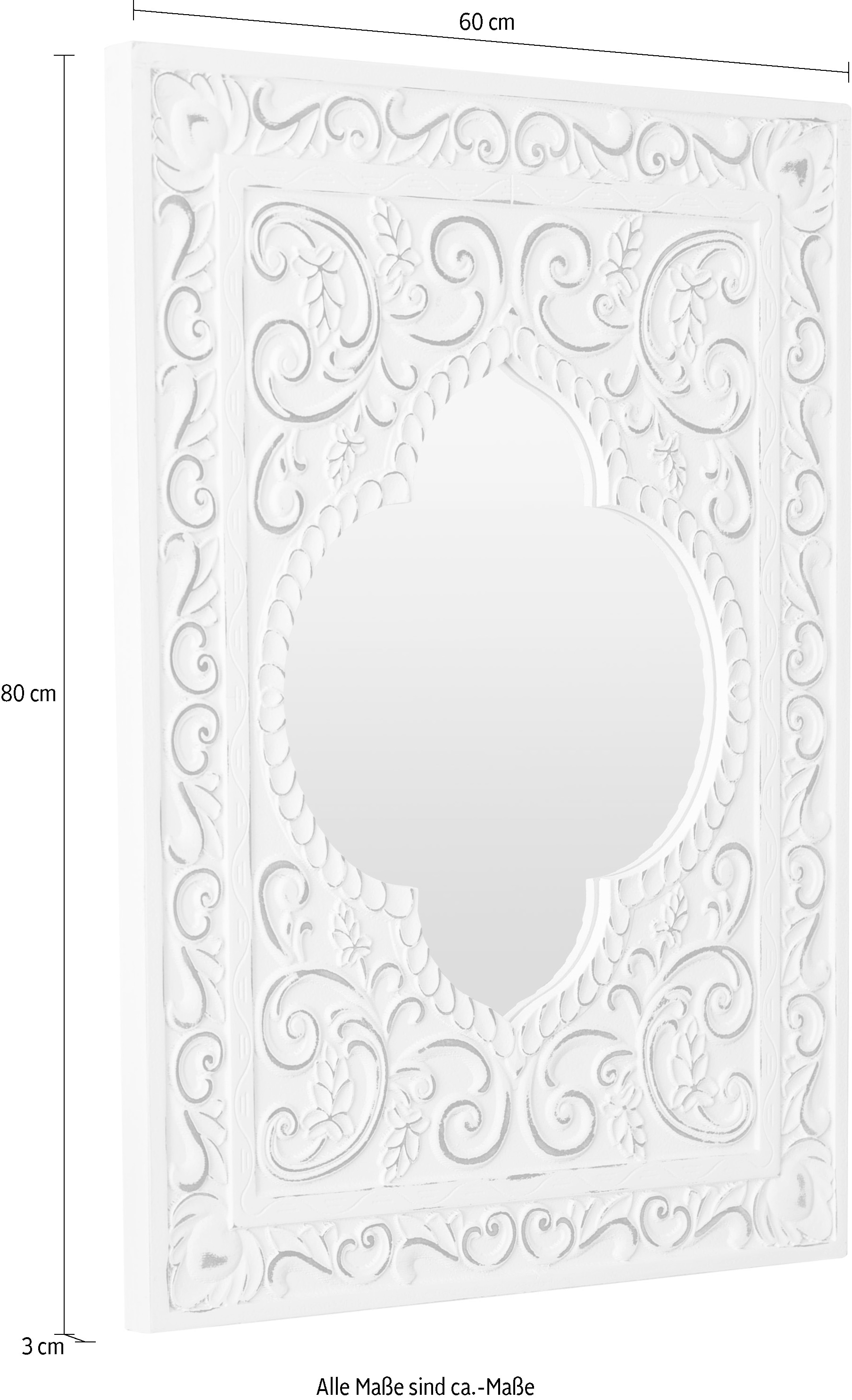 my Flair Dekospiegel »Felicitas« Wandspiegel, weiss, Landhaus, rechteckig, Orient Optik