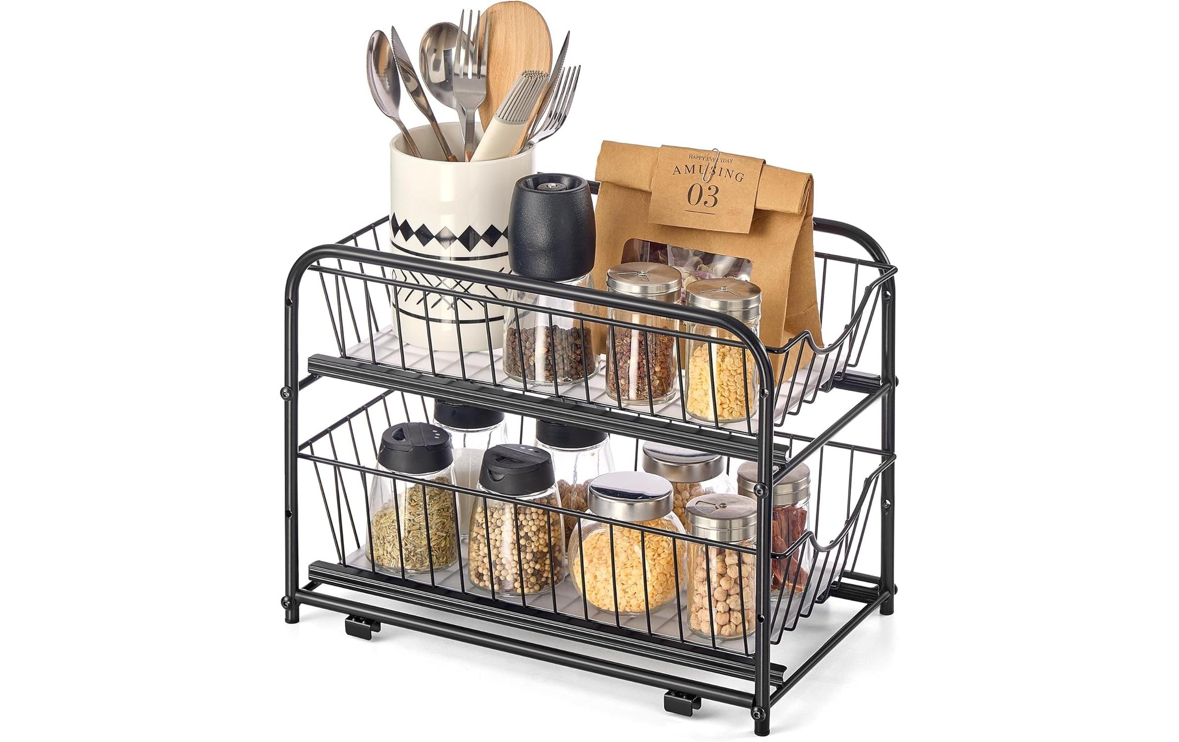 Ausziehbare Home Organizer SchwarzKüchenregal Schubladen