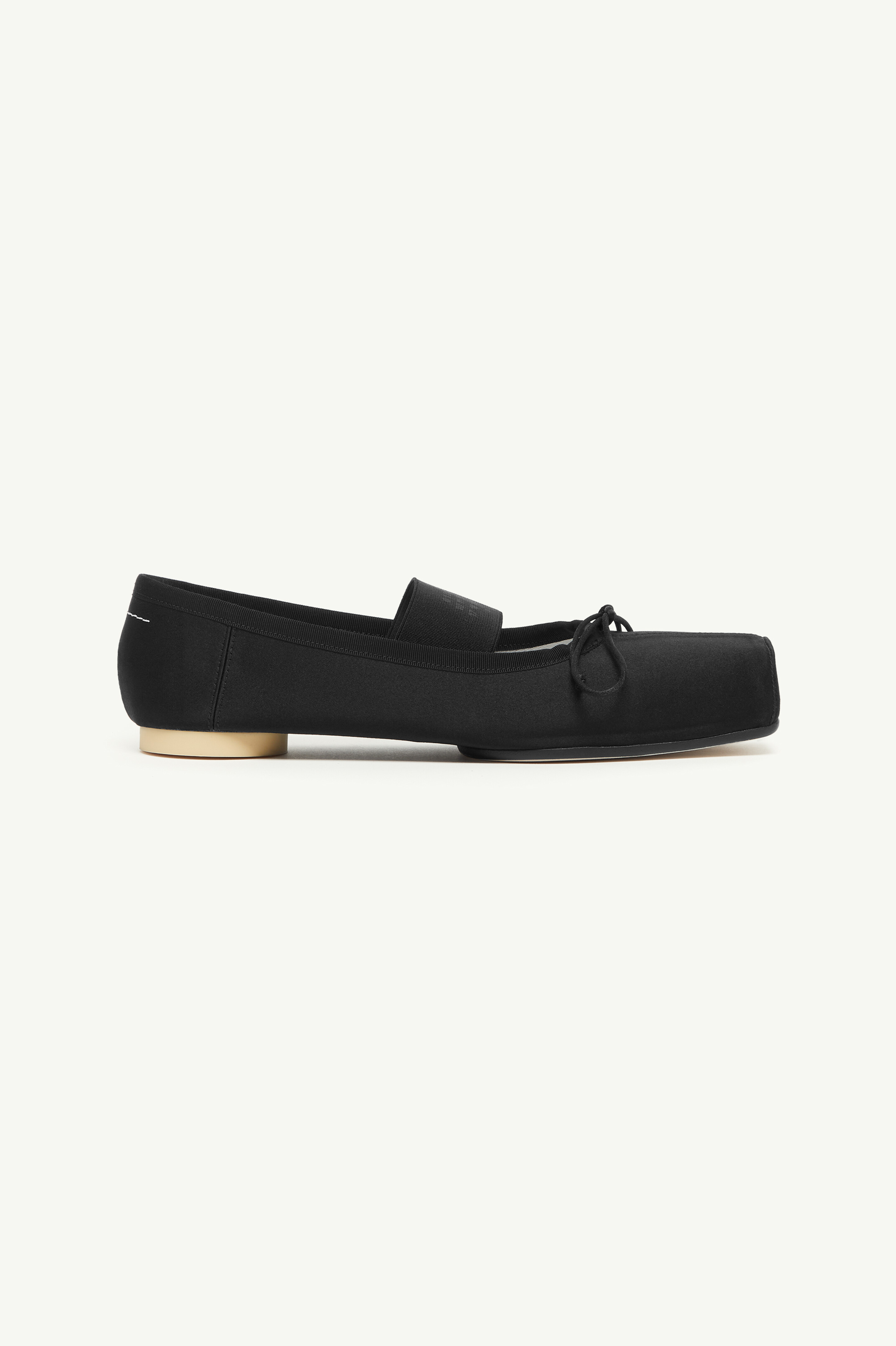 Black Satin Elastic Ballet Flats Noir