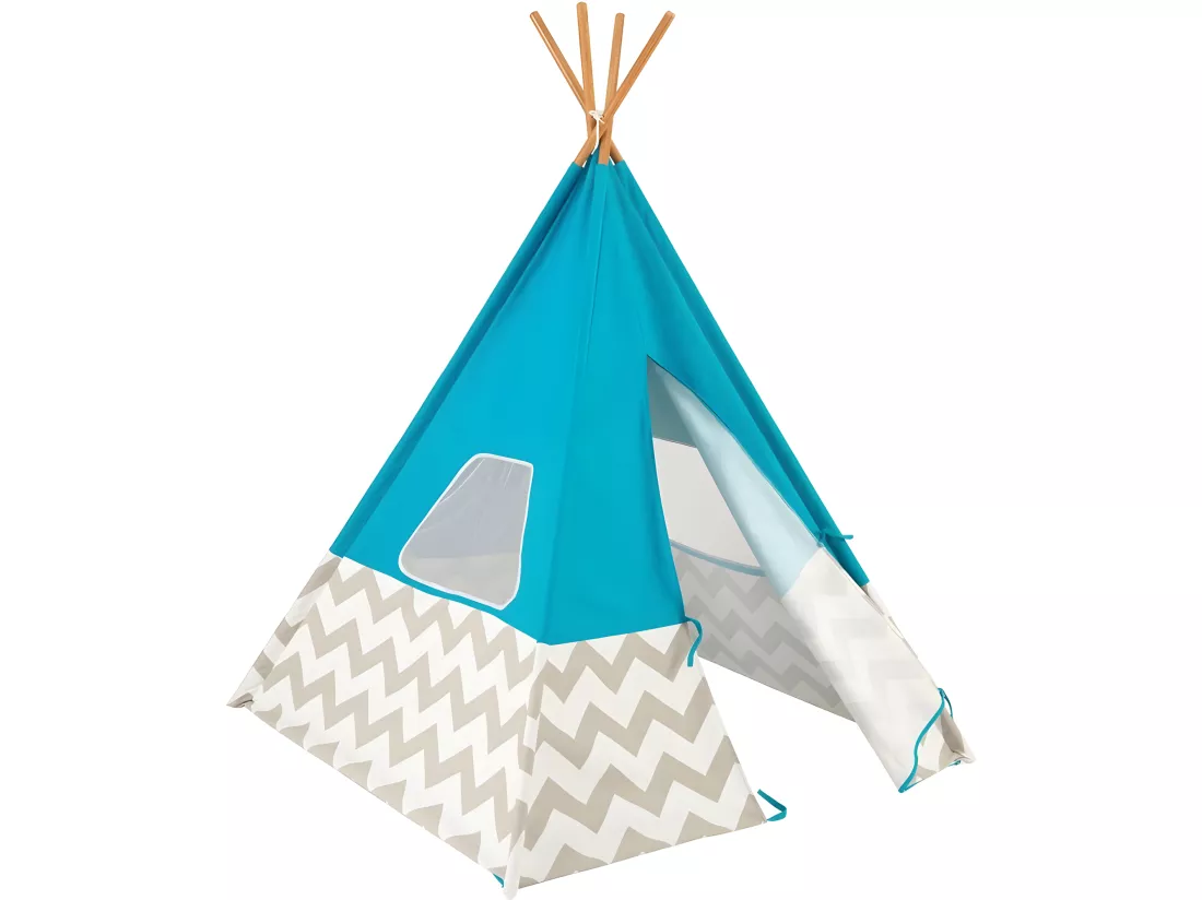 Tipi enfant en toile et bambou Turquoise