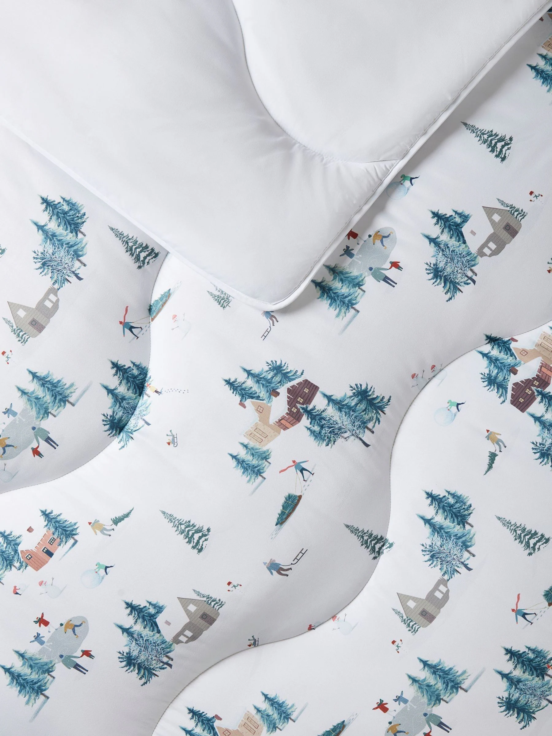 Night Lark Christmas Snow Day White 10.5 Tog Coverless Duvet and Pillowcase