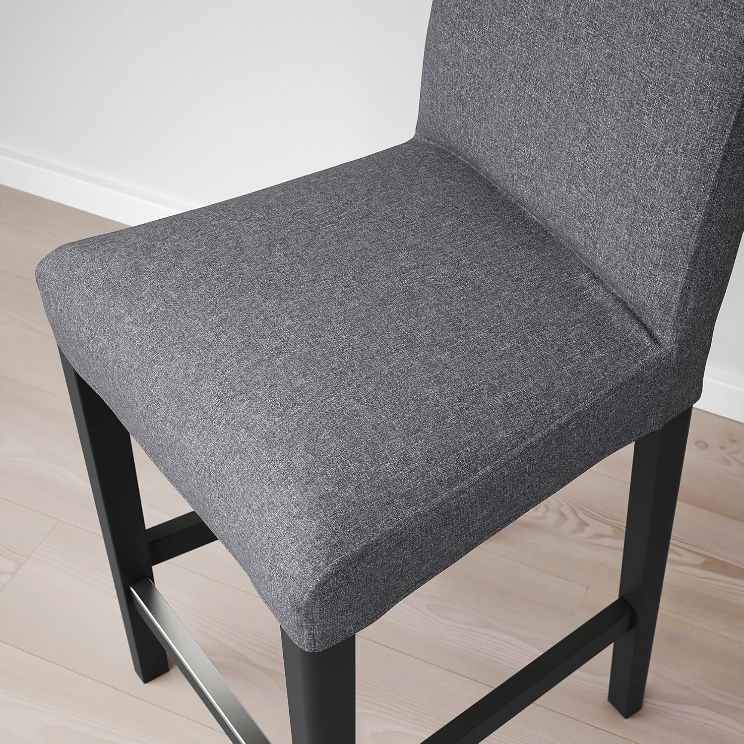 IKEA BERGMUND Barhocker mit Rückenlehne, 62 cm, Schwarz/Gunnared Mittelgrau