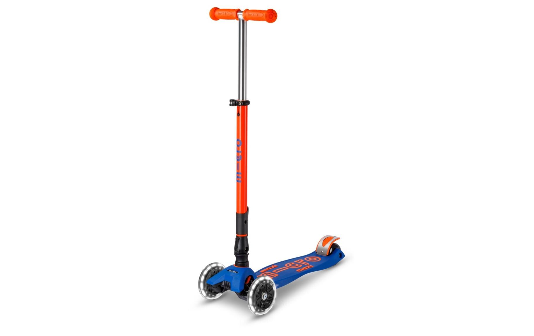 Scooter Maxi Micro Deluxe Foldable Neon LED Blaze Orange<br>Klappbarer Scooter