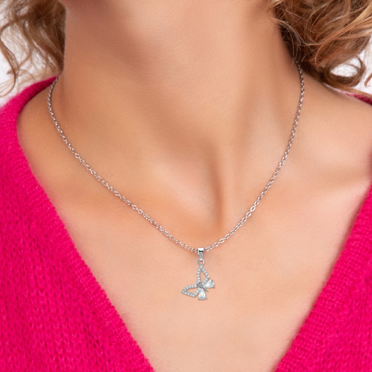Collier papillon SC Crystal orné de Zirconium