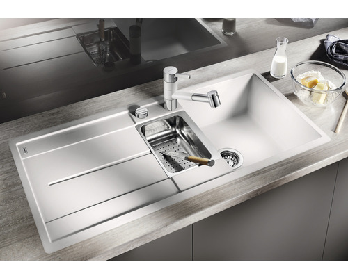Blanco METRA 6 SF spoelbak, 990 x 490 mm, antraciet, 519113, 1 bak, met afdruiprek en kleine bak, bak rechts