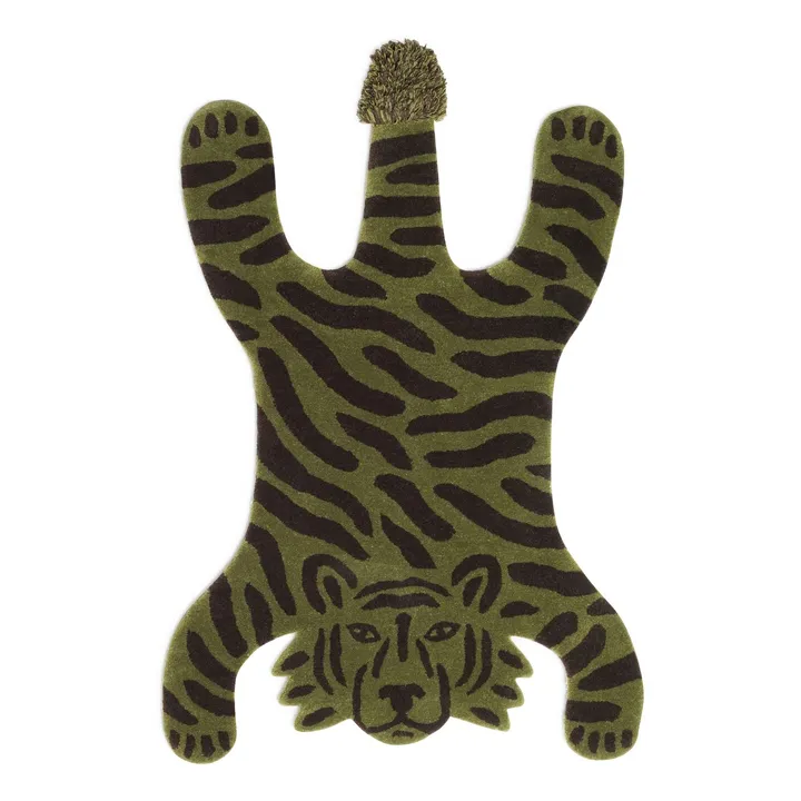 Ferm Living Kids Tapis tufté Safari Tigre 160x120 cm | Vert kaki