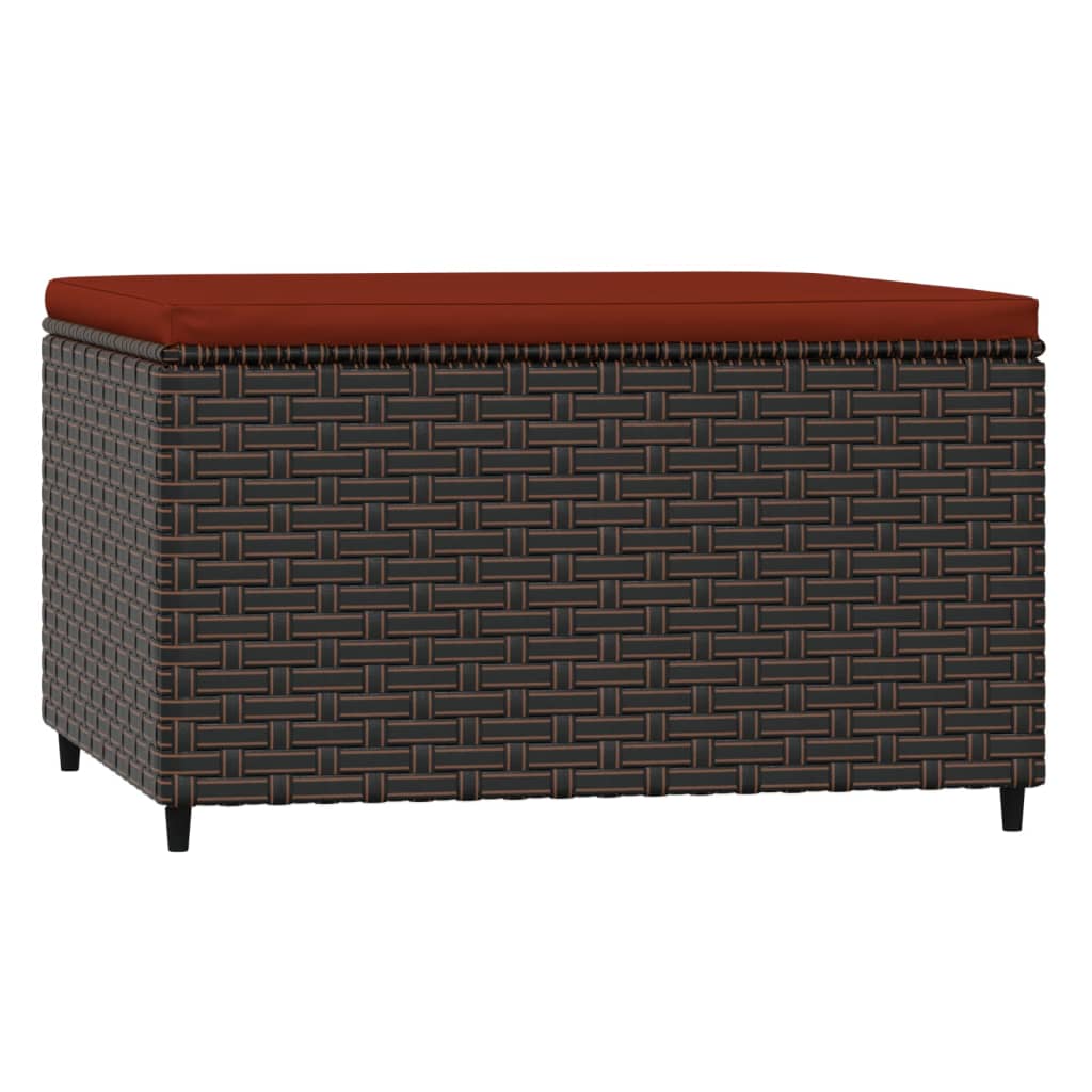 Repose-pieds de jardin et coussins 2 pcs marron résine tressée