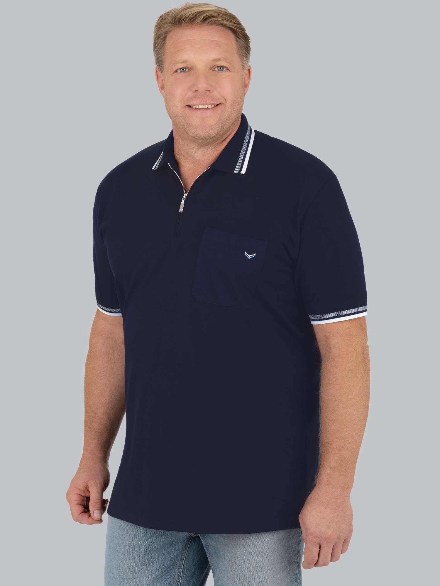 Poloshirt mit Reißverschluss Navy