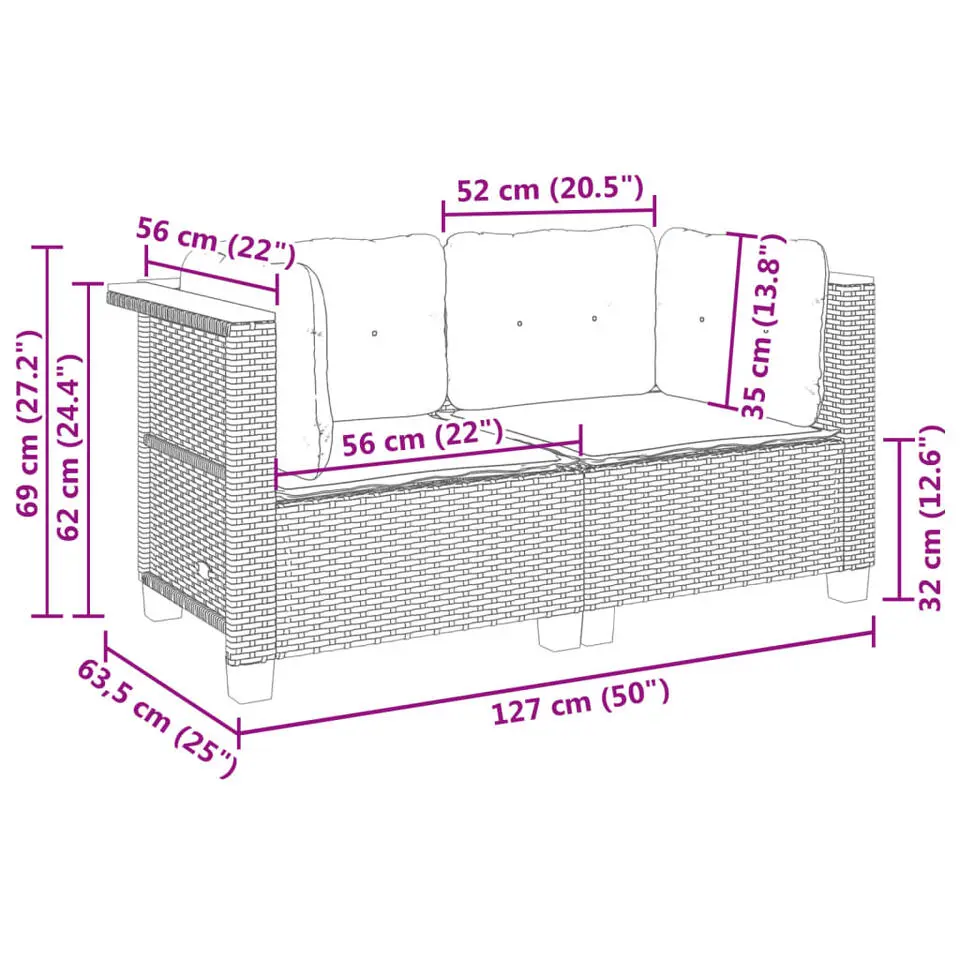 vidaXL - Tuinbank - Grijs - Poly rattan