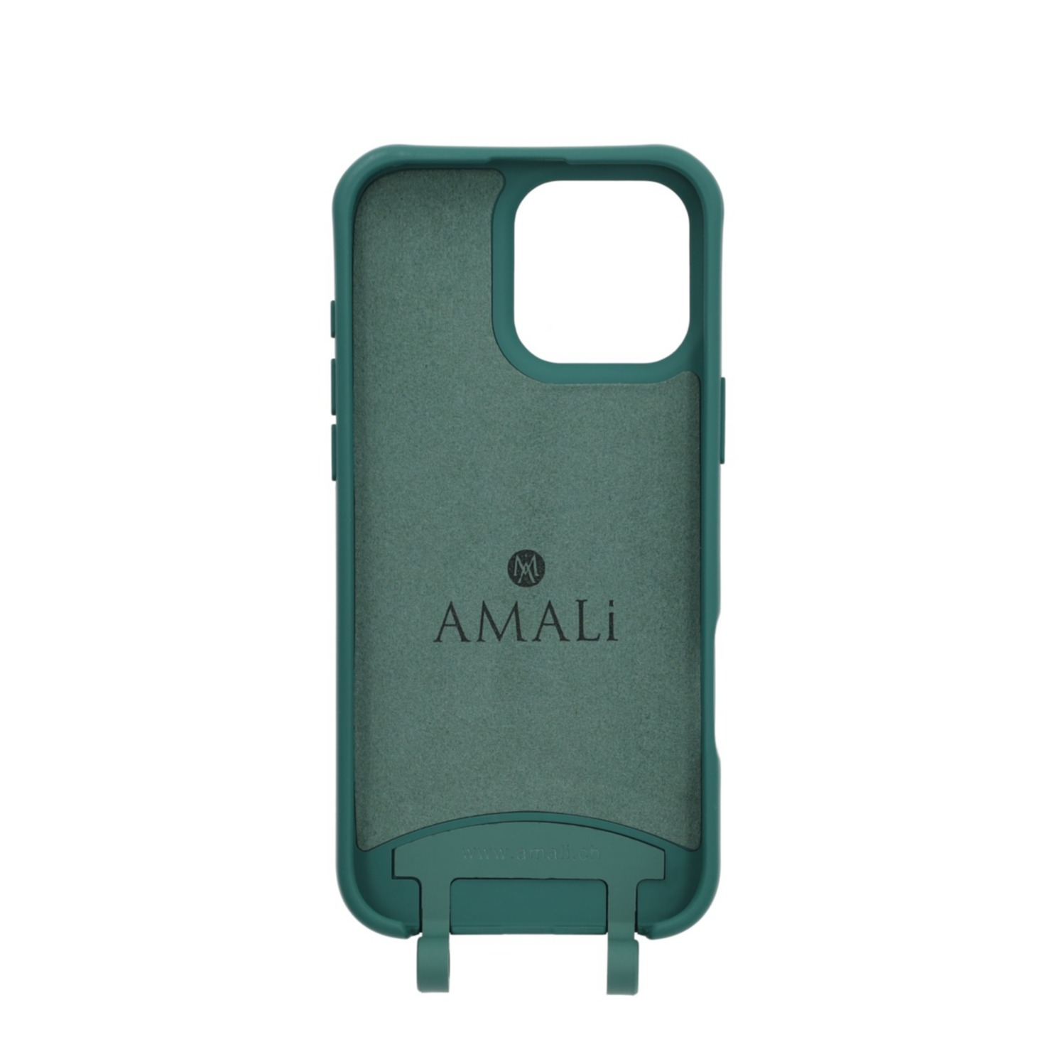 iPhone 14 Pro Max Handy Hülle Elegantes Case mit abnehmbarem Necklace Adapter - Darkgreen / Gold
