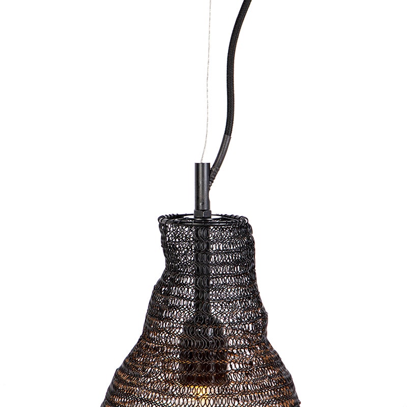 Oosterse hanglamp zwart - Nidum Rombo