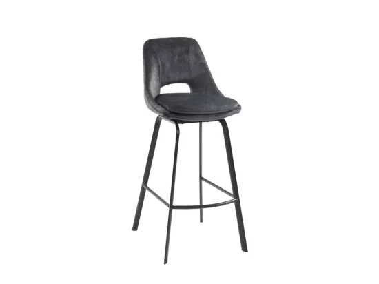 Lot de 2 tabourets de bar - Velours et Métal - Anthracite - KELINE de Maison Céphy