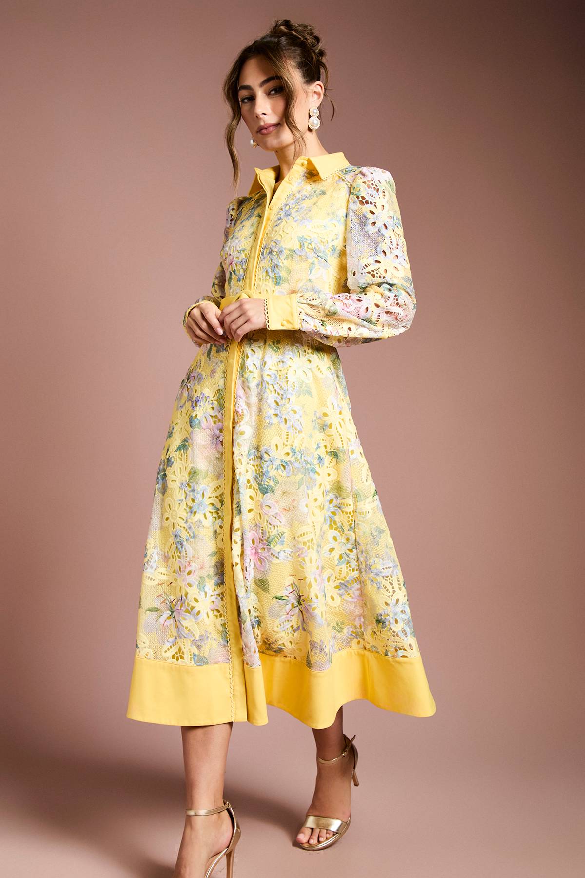 Coast Robe Chemise Imprimée à Dentelle Ajourée