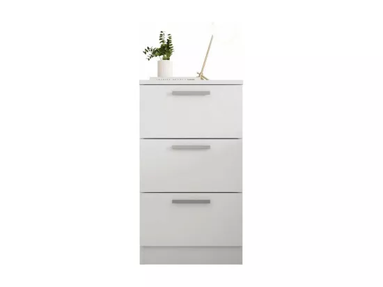 Chevet Chiffonnier 3 Tiroirs Blanc L 38 H 68.3 P 36.2 cm
