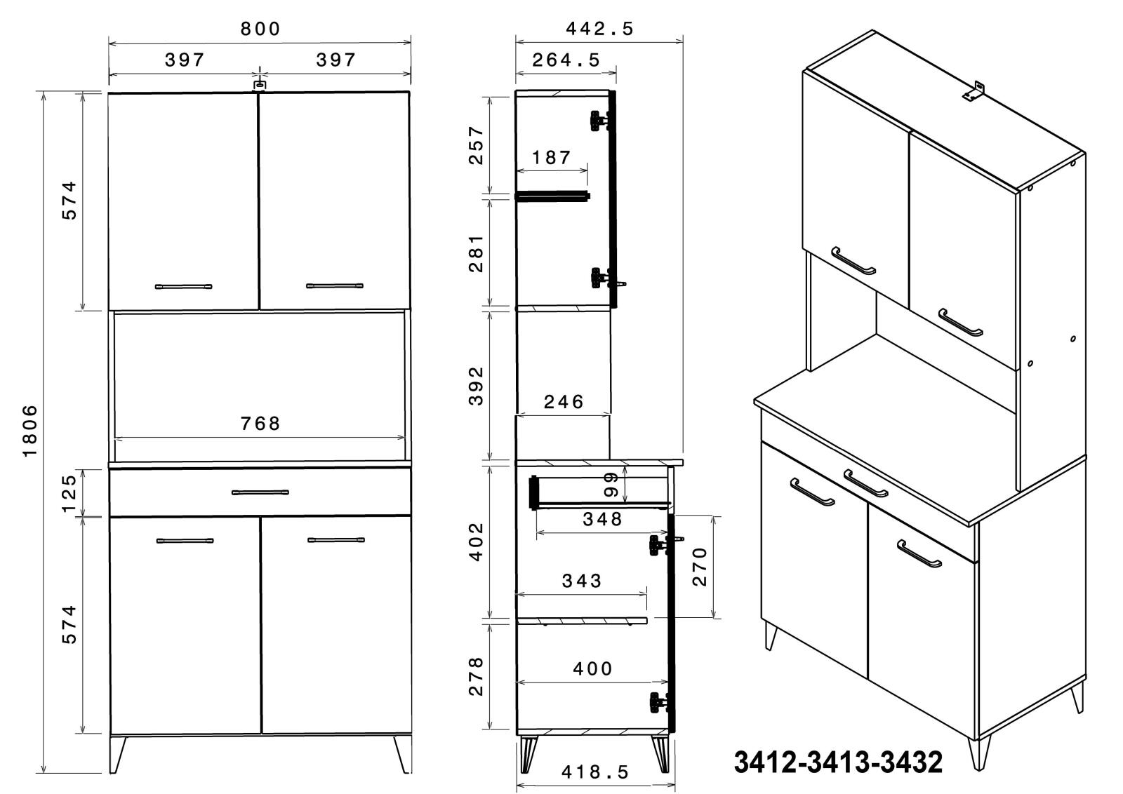 2-teiliges Buffet Set MALICE 4 - Betonoptik-weiß