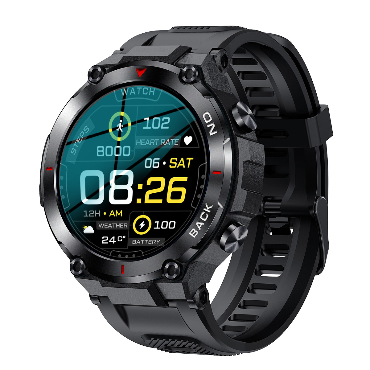 Montre SMARTY 2.0 pull up mixte connecté métal noir bracelet silicone noir