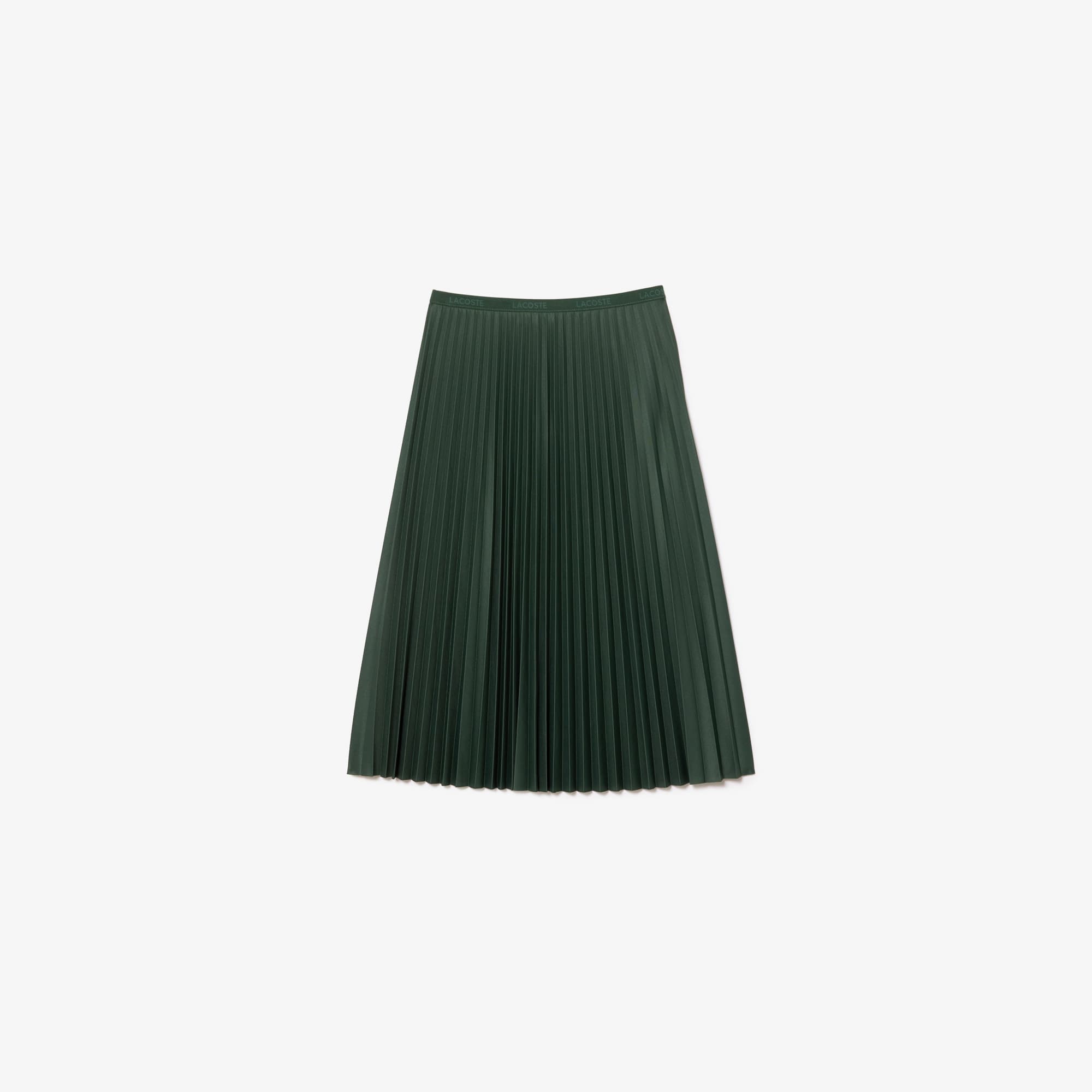Jupe plissée unie fluide à taille élastiquée Robes & Jupes - Vert - Lacoste - Femme