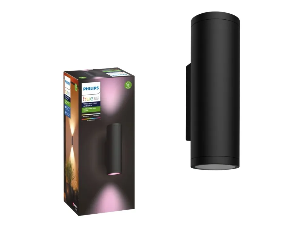 Philips Hue White and Color Ambiance Appear - Væglampe - LED - 2 åbninger - 8 W (tilsvarende 49 W) - 16 millioner farver - 2000-6500 K - sort