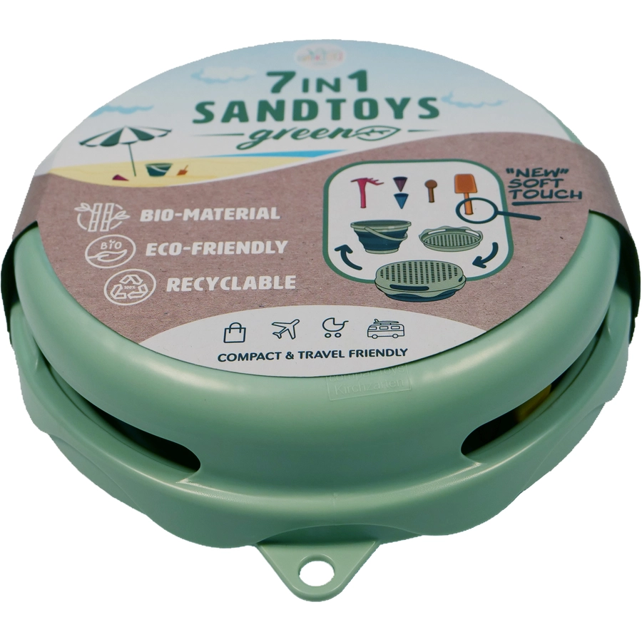 SCHILDKRÖT® 7in1 Sand Toys Falteimer Set grün