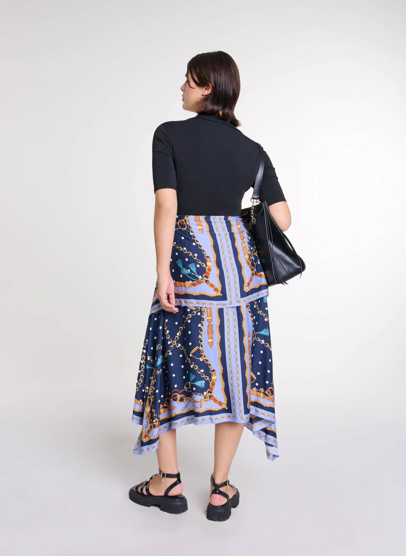 Robe longue asymétrique à col polo | Multicolore