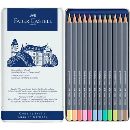 Faber-Castell Goldfaber Aqua Aquarellstift, 12er Metalletui, Pastelltöne