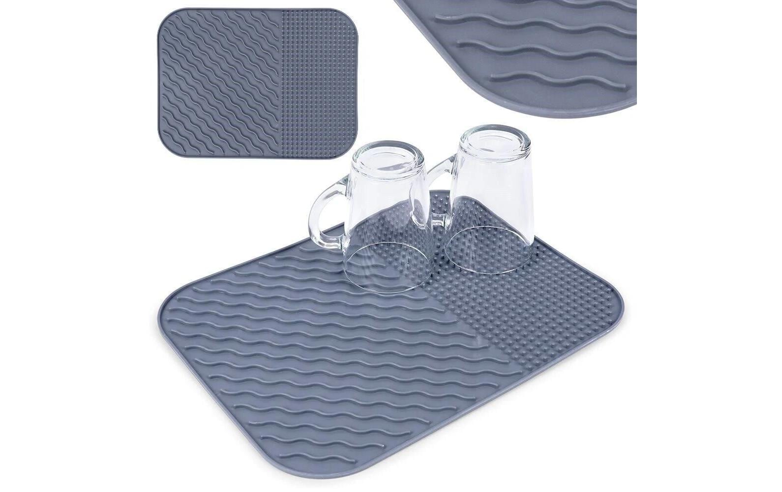 Abtropfmatte GrauKüchenabtropfmatte aus Silikon mit Rippen