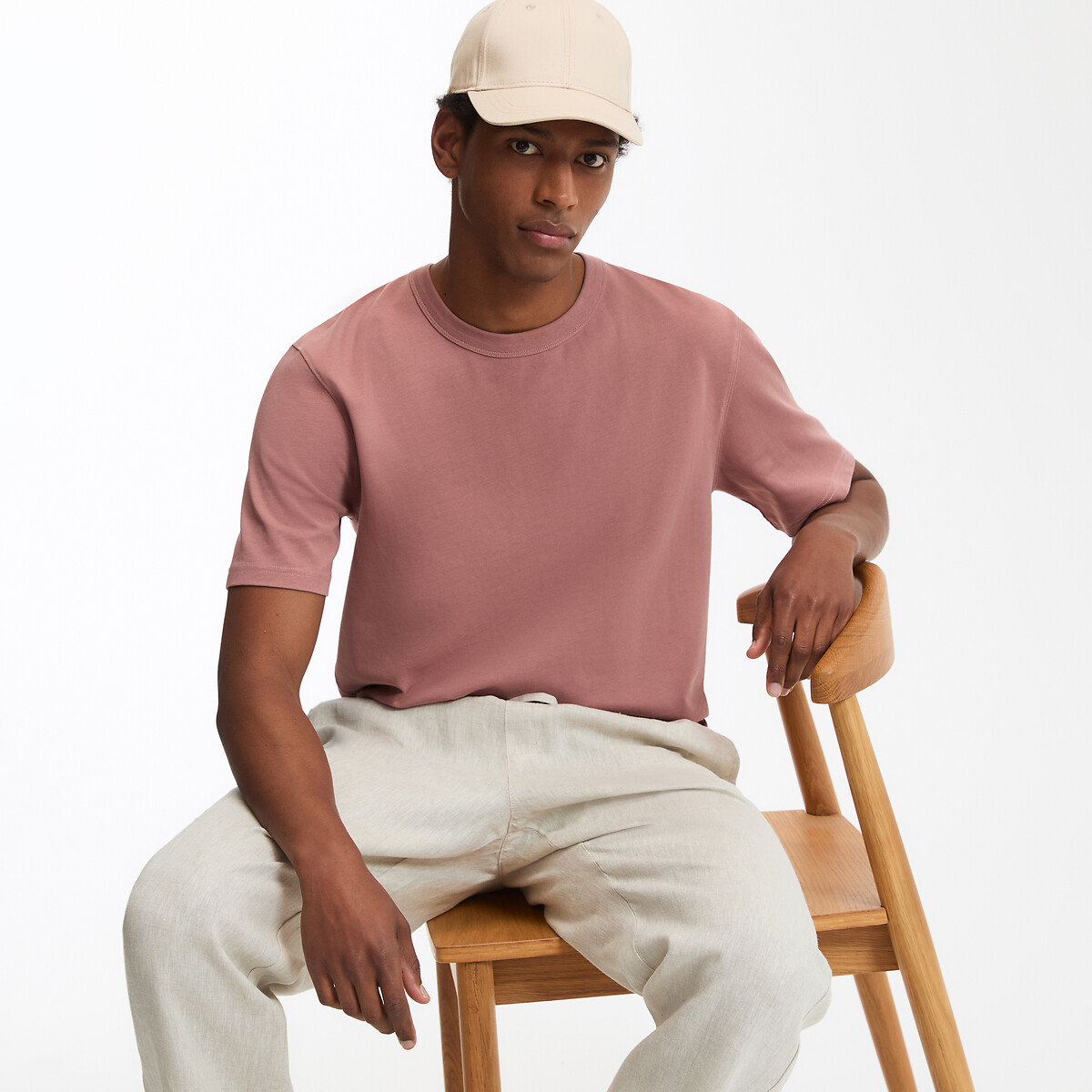 COLEÇÃO LA REDOUTE<br>Camiseta de gola redonda, malha de algodão