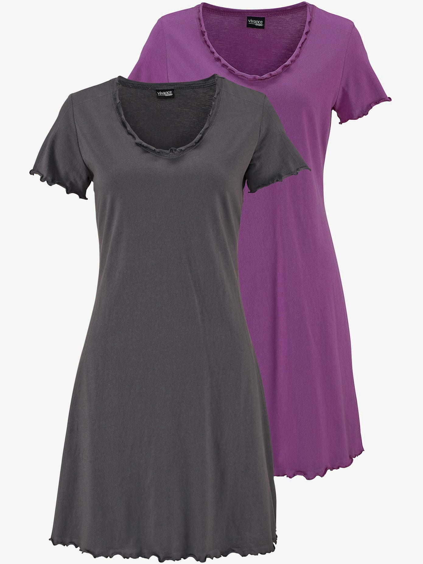 Lot de 2 chemises de nuit avec ourlets ondulés