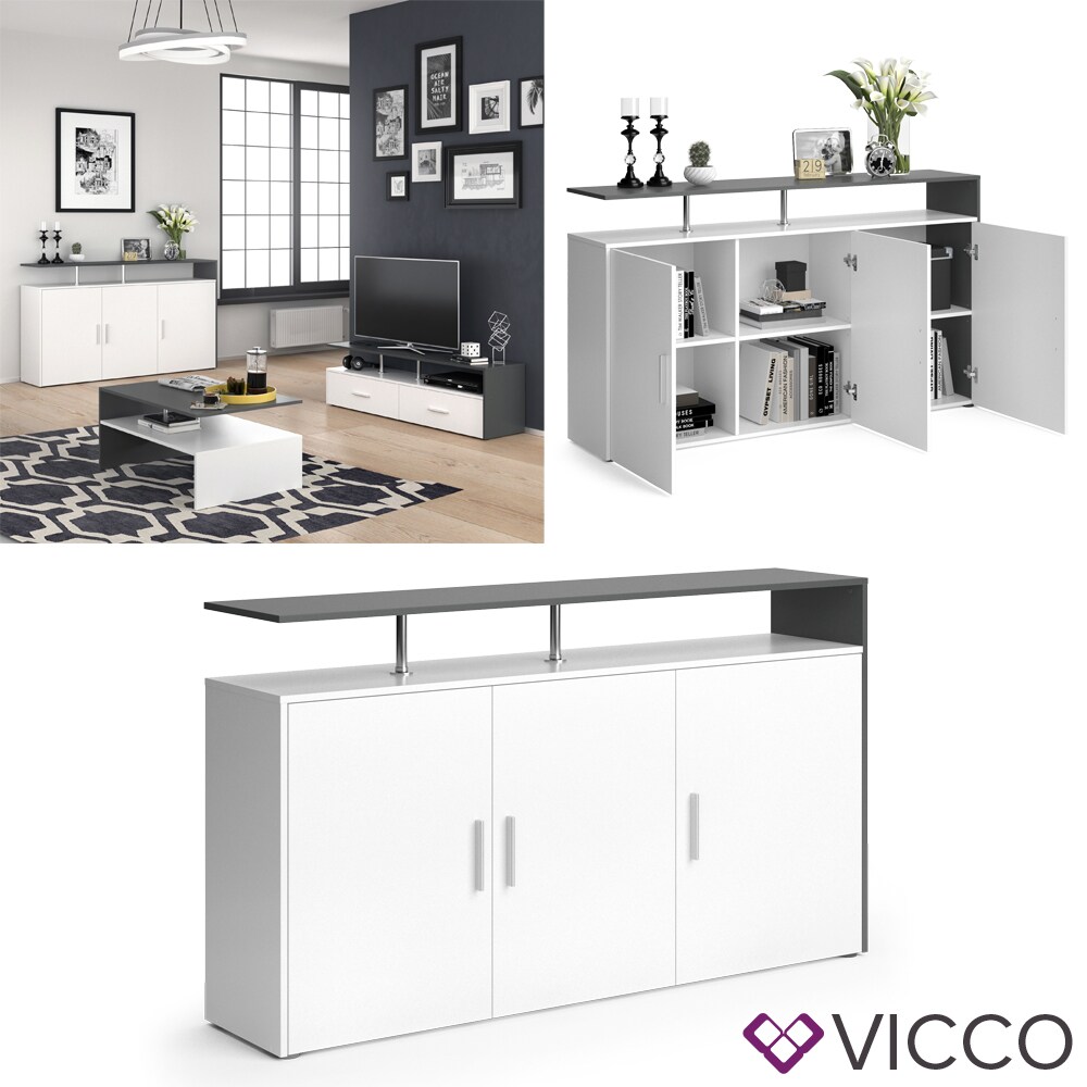 VICCO Sideboard AMATO Kommode Schrank Weiß Anrichte Fernsehschrank TV