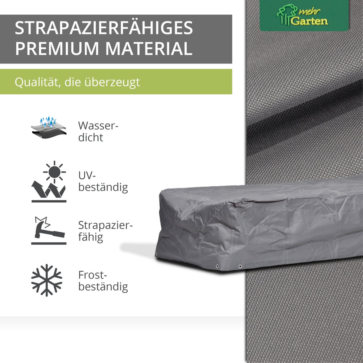 More Garden - Premium beschermhoes voor ligstoelen: 225(B) x 85(D) x 40(H) cm | Robuuste ligstoelhoes, waterdicht en weerbestendig, gemaakt van Oxford 600D-stof | Lichtgrijs