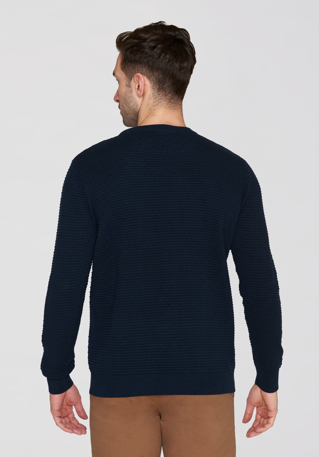 Knowledge Cotton Apparel Strickpullover Vagn Regular Bubble Crew Neck Total Eclipse
