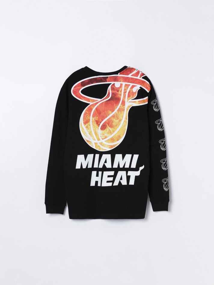 Camiseta de manga comprida com estampa maxi do Miami Heat NBA - Preta
