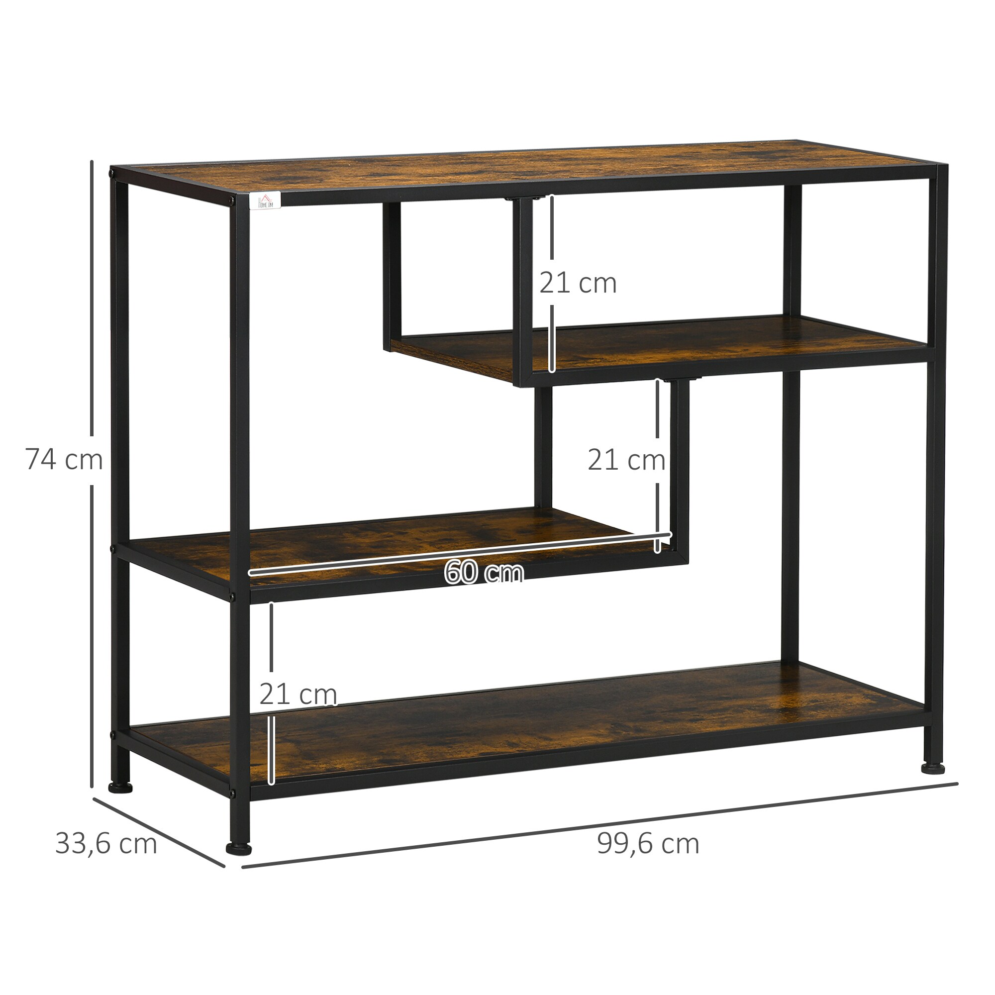HOMCOM Konsolentisch mit Stahlrahmen schwarz, natur 99,6L x 33,6B x 74H cm