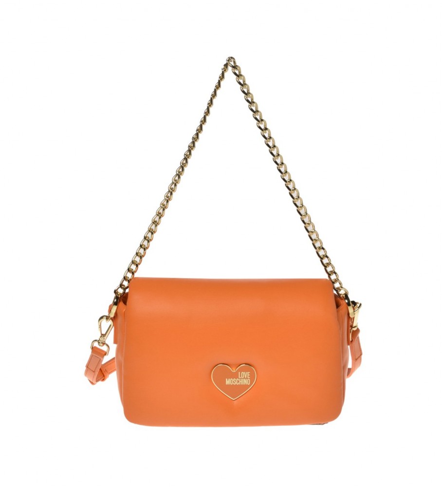 Bolsa Love Moschino Laranja Metálica com Corrente