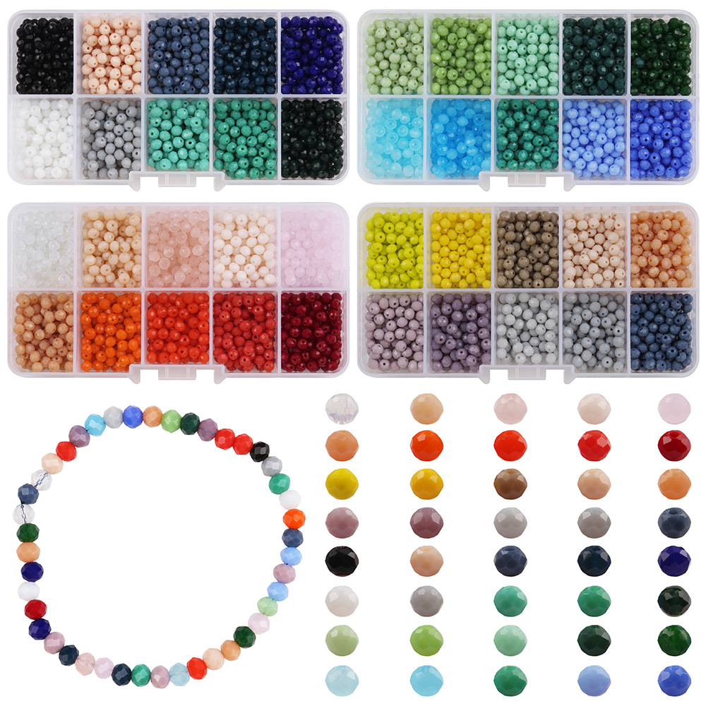 (1000er Set) Ø4mm Schimmernde Glas Perlen DIY Bastel Schmuck Zwischenperle für Armband / Kette - Blau / Grün / Schwarz