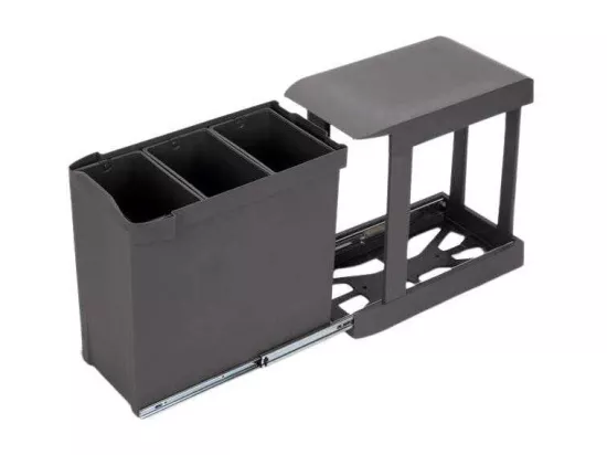 Poubelles de recyclage fixation inférieure et extraction automatique (3 bacs de 10 litres)