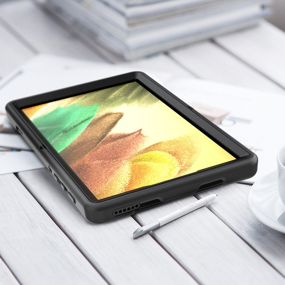 Samsung Galaxy Tab A7 Lite Hybrid Outdoor Case Hülle Handschlaufe   Schultergurt - Schwarz