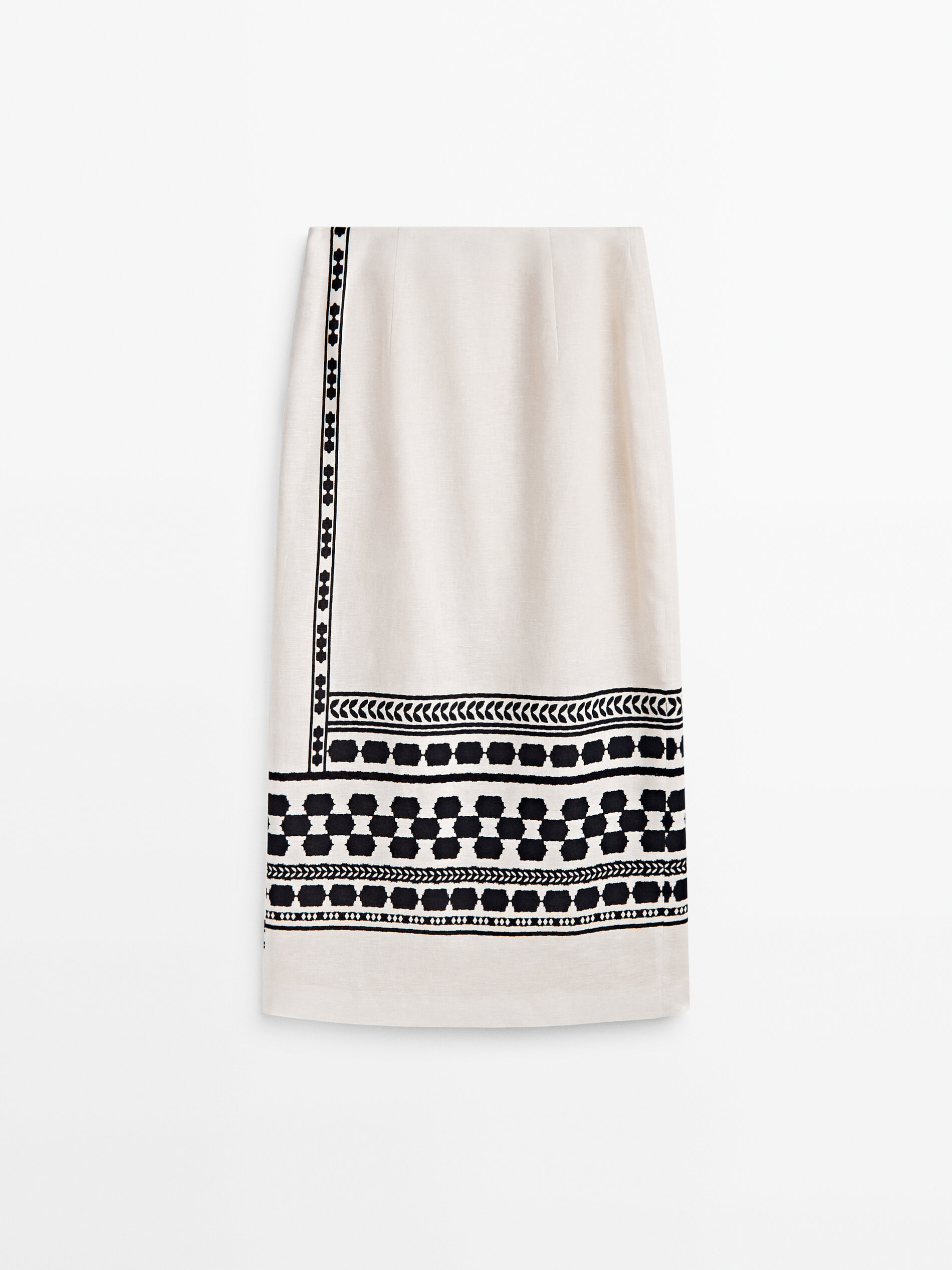 Saia midi com fenda e detalhe de acabamento - BRANCA