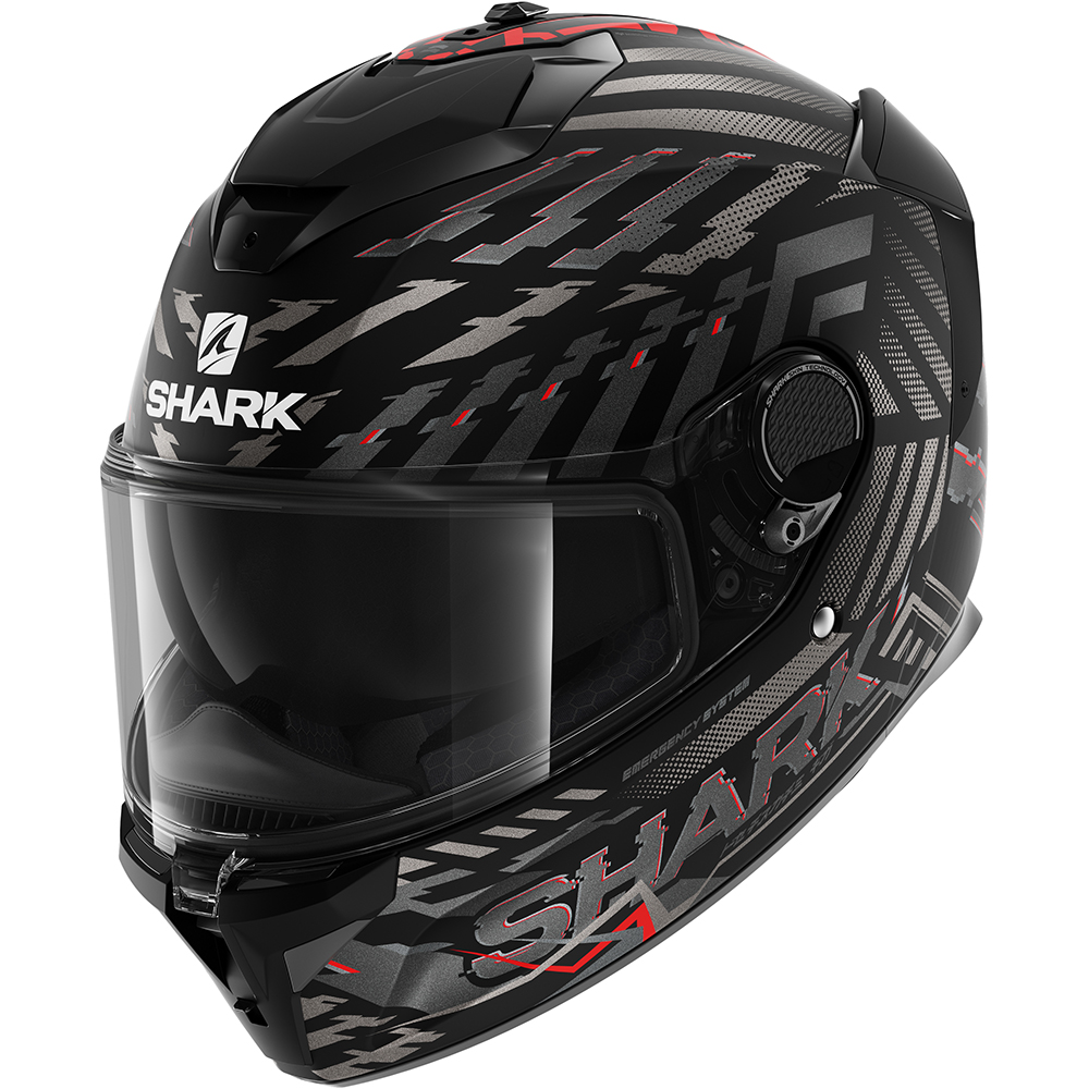 Shark - Casque Spartan GT E-Brake Noir / Gris / Rouge