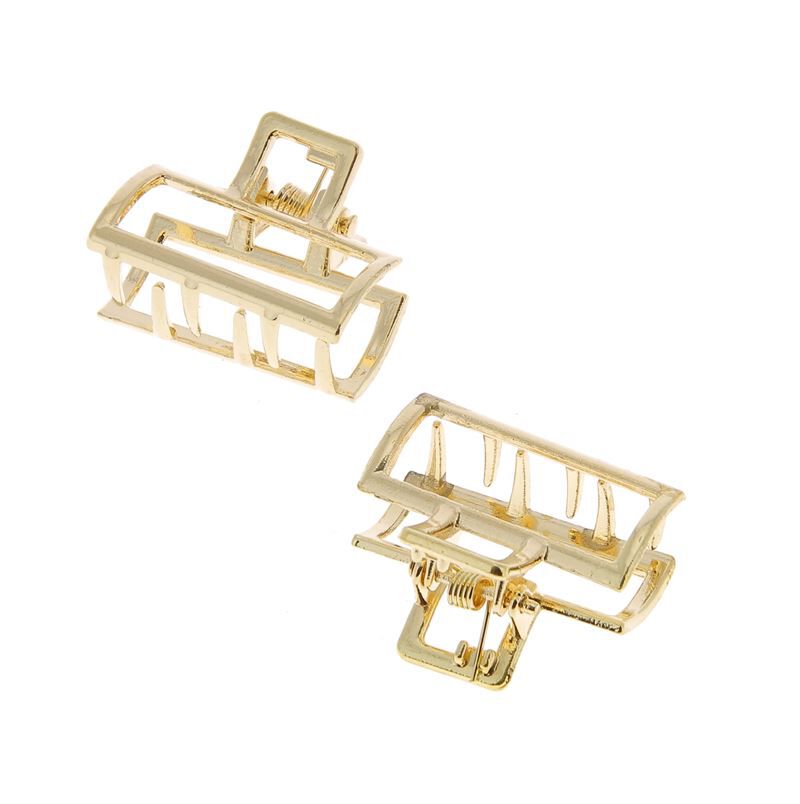 Mini pince croco métal rectangle Doré