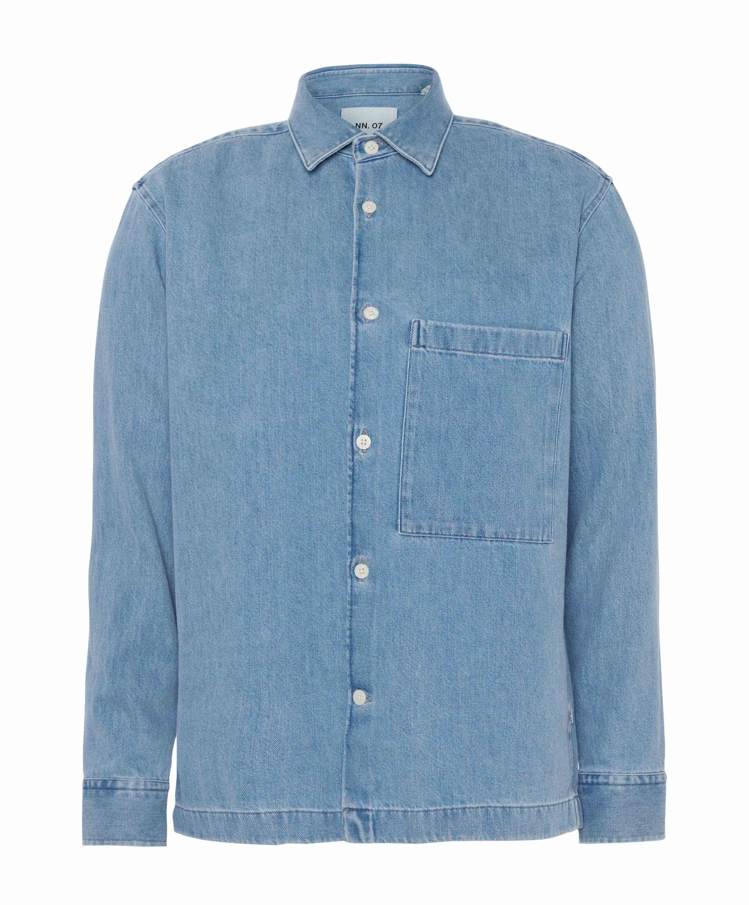 NN.07 Heren overhemd lange mouw blauw