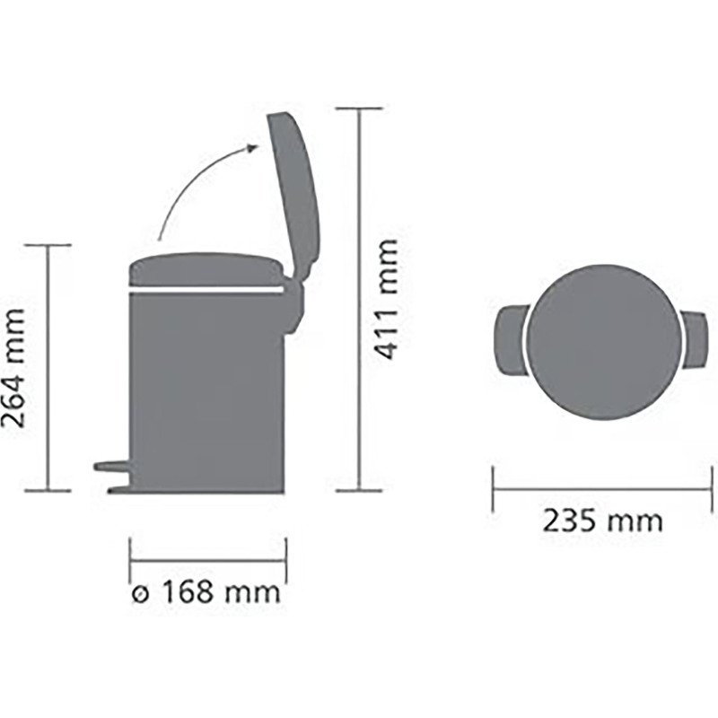 Poubelle métal 3 litres ronde à pédale Brabantia NewIcon