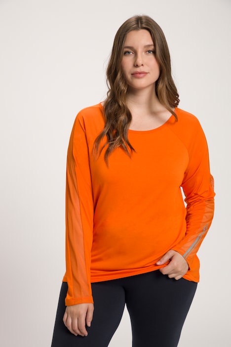 Shirt, Reflektor-Druck, U-Boot-Ausschnitt, Langarm