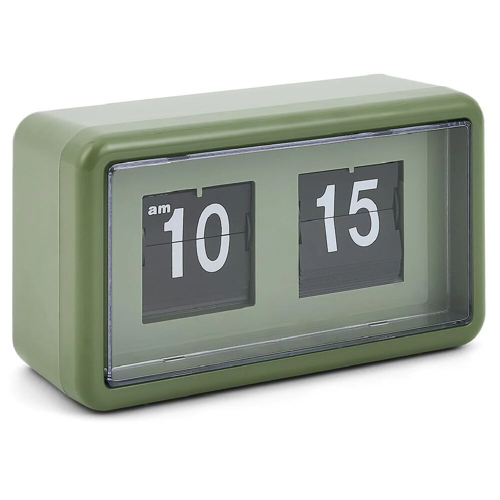 Horloge rétro à rabat automatique plastique vert