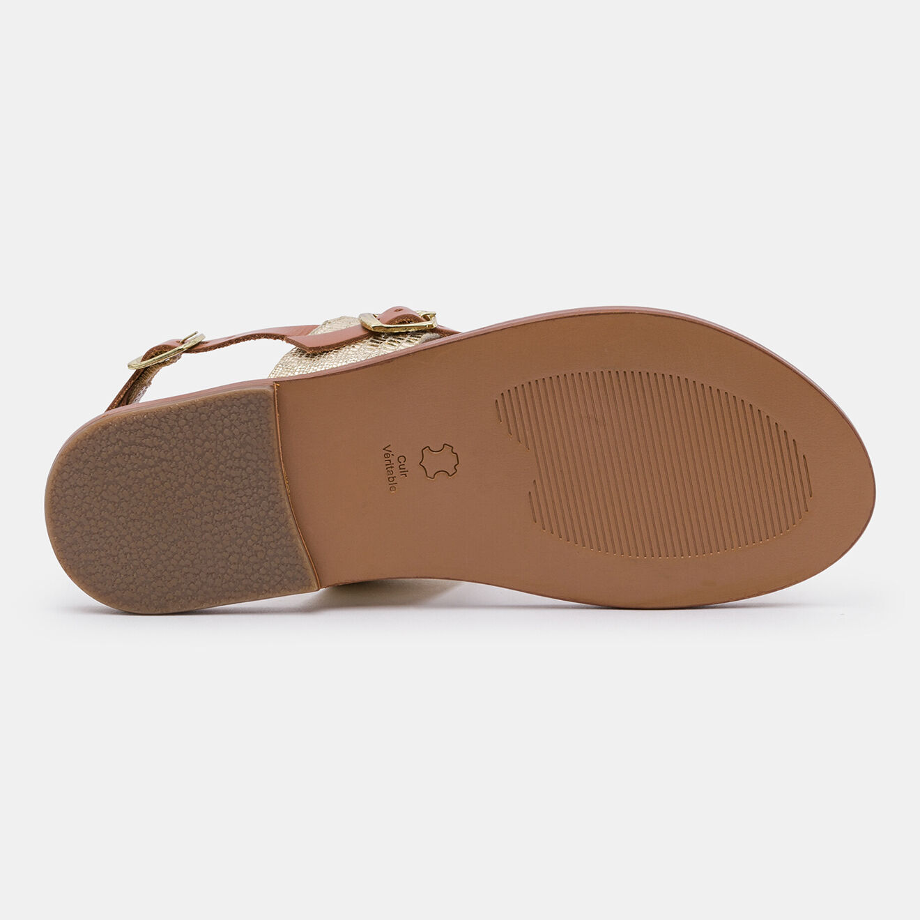 Les Bagatelles Sandales en Cuir Fabiana camel/doré/marron