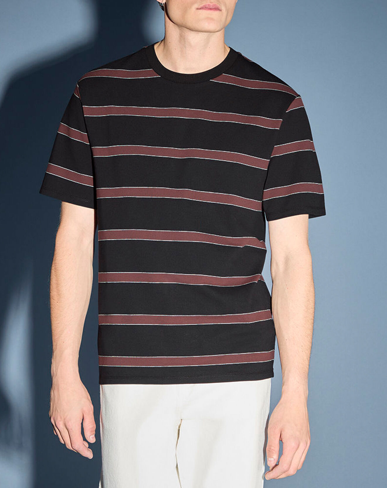 Galeries Lafayette T-Shirt en Coton bio Dibbray rayé marron/noir