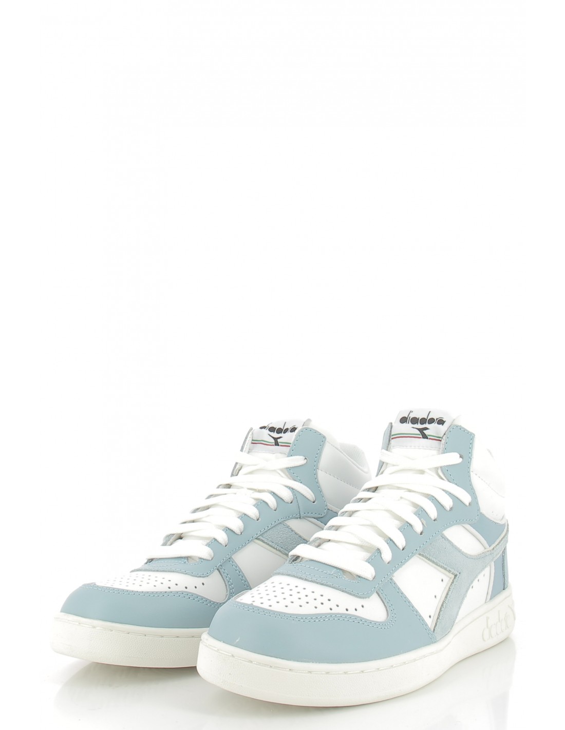diadora Sneakers montantes femme magic demi leather cuir blanc/bleu